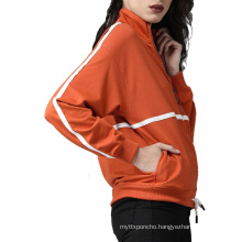 Casual Zip Up Sweatshirt No Hood Orange Sport Jacket Women Running Jacket